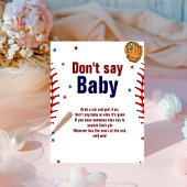 Honkbal Zeg niet Baby Baby shower Spelbord Reclamebord Met Voetstuk