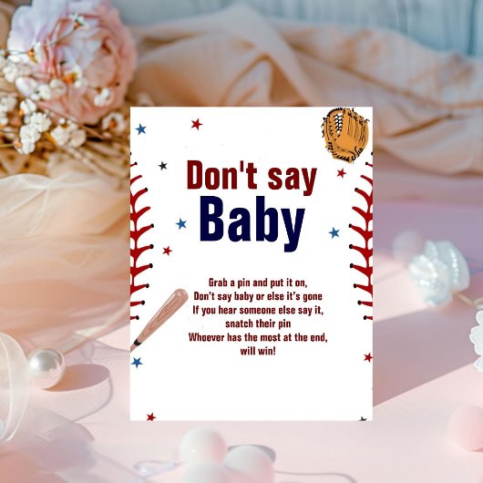 Honkbal Zeg niet Baby Baby shower Spelbord Reclamebord Met Voetstuk