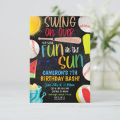 Honkbal zomerfeest uitnodiging (Staand voorkant)