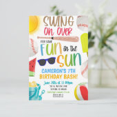 Honkbal zomerfeest uitnodiging (Staand voorkant)