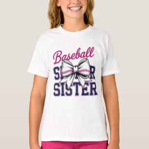 Honkbal Zuster Coquette Boog Grootste Fan Meisjes T-shirt