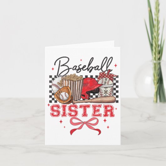Honkbal Zuster Coquette Bow Grootste Fan Sport Lie Kaart (Voorkant)