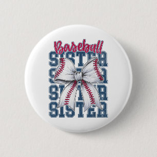 Honkbal Zuster Coquette Bow Grootste Fan Sport Lie Ronde Button 5,7 Cm