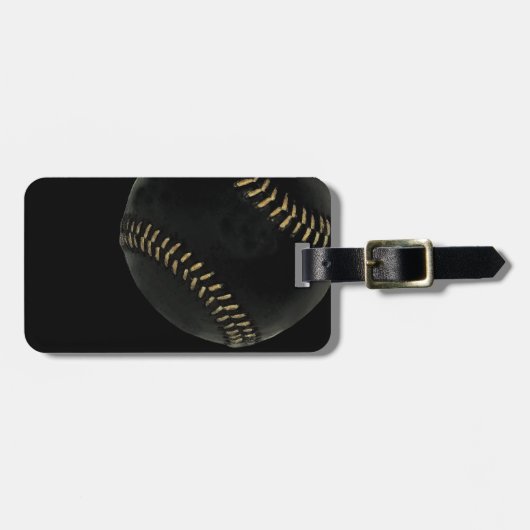 Honkbal zwart bagagelabel (Voorkant horizontaal)