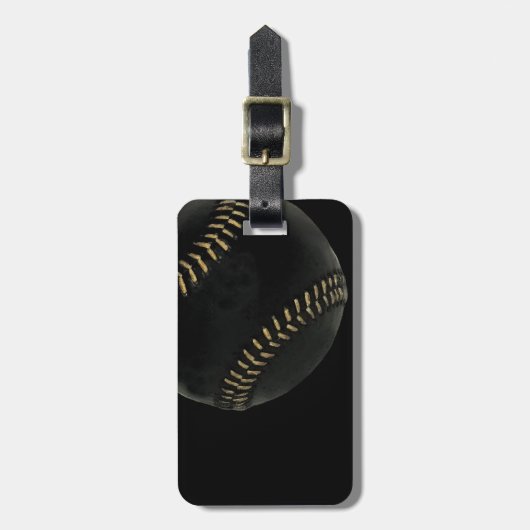 Honkbal zwart bagagelabel (Voorkant verticaal)