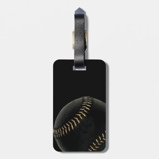 Honkbal zwart bagagelabel (Achterkant verticaal)