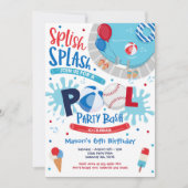 Honkbal Zwembad Party Splish Zwembad Verjaardag Kaart (Voorkant)