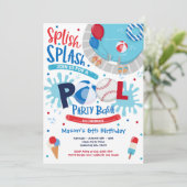 Honkbal Zwembad Party Splish Zwembad Verjaardag Kaart (Staand voorkant)
