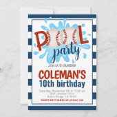 Honkbal Zwembad Party Verjaardag Uitnodiging (Voorkant)