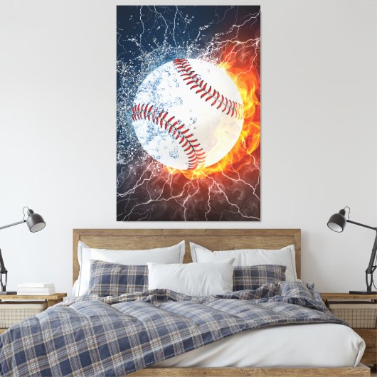 Honkbalbal Canvas Afdruk (Insitu (Slaapkamer))
