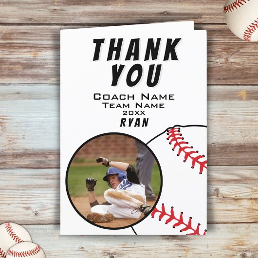 Honkbalbal Dank je Coach Fotokaart Bedankkaart