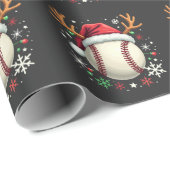 Honkbalbal met rendierhoorns en Kerstmis  Cadeaupapier (Rol Hoek)