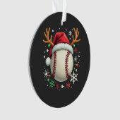 Honkbalbal met rendierhoorns en Kerstmis  Ornament (voorkant)