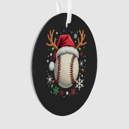Honkbalbal met rendierhoorns en Kerstmis  Ornament (voorkant)