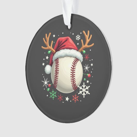 Honkbalbal met rendierhoorns en Kerstmis Ornament (voorkant)