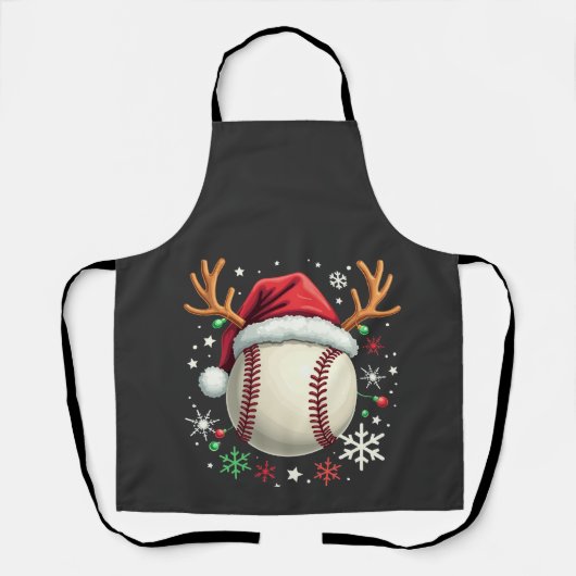 Honkbalbal met rendierhoorns en Kerstmis Schort (Voorkant)