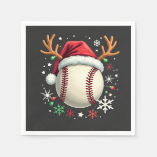 Honkbalbal met rendierhoorns en Kerstmis Servet