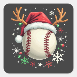 Honkbalbal met rendierhoorns en Kerstmis Vierkante Sticker