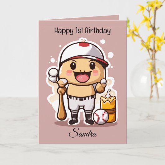 Honkbalballen Happy Birthday Kinder  Kaart (Gele Bloem)