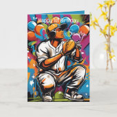 Honkbalballen Happy Birthday Kinder Kaart (Gele Bloem)