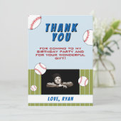 Honkbalballen Sport Foto Verjaardag Bedankt  (Staand voorkant)