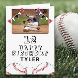 Honkbalballen Vlaggen Kinder Foto Verjaardag Kaart