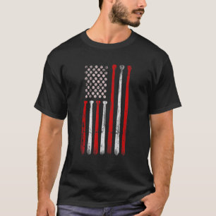  honkbalbat Amerikaanse vlag Amerikaanse vlag T-shirt