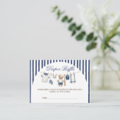 Honkbalbeer babyshower luierspel informatiekaartje (Staand voorkant)
