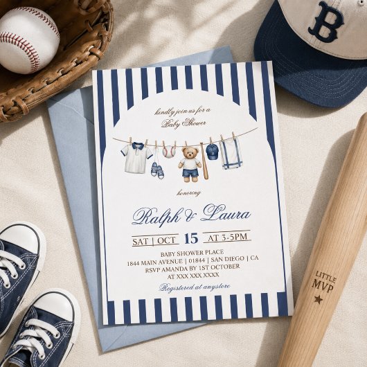 Honkbalbeer Klingleiding Baby Shower Kaart