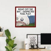 honkbalcartoon poster (Thuiskantoor)