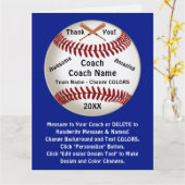 , honkbalcoach dank u kaart, kaart (Gele Bloem)