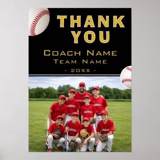 Honkbalcoach Teamnaam Foto Poster (Voorkant)