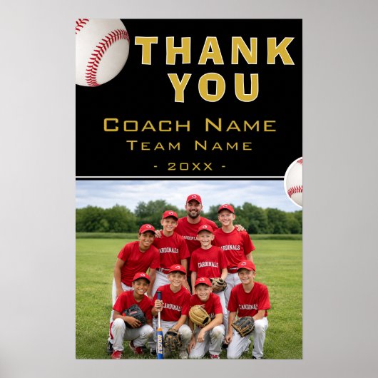 Honkbalcoach Teamnaam Foto Poster (Voorkant)