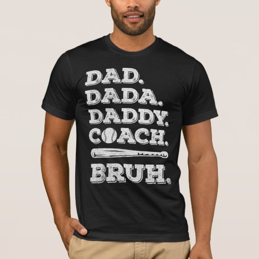 honkbalcoach vader vaders dag grappig t-shirt (Voorkant)
