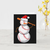 Honkbalfan Sneeuwman Grappig Kerstcadeau Kaart (Gele Bloem)
