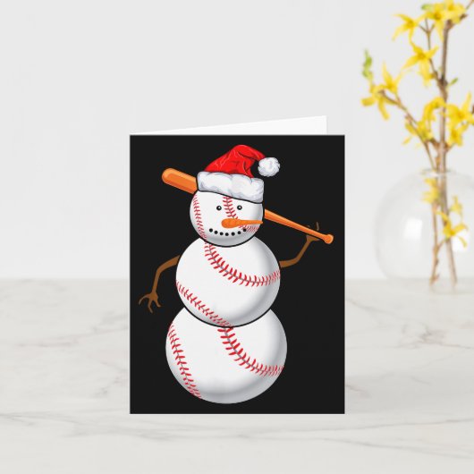 Honkbalfan Sneeuwman Grappig Kerstcadeau Kaart (Gele Bloem)