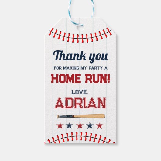 Honkbalgunst dank u Verjaardag Cadeaulabel (Voorkant)