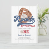 Honkbalhandschoen eerste verjaardag uitnodiging (Staand voorkant)