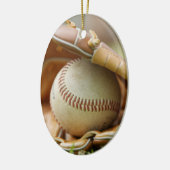 Honkbalhandschoen en bal keramisch ornament (Links)