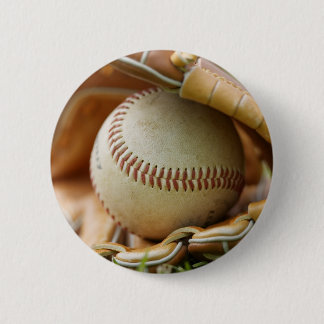 Honkbalhandschoen en bal ronde button 5,7 cm