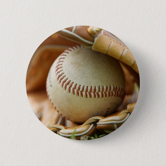 Honkbalhandschoen en bal ronde button 5,7 cm (Voorkant)