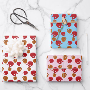 Honkbalhandschoen en helm patroon multi kleur inpakpapier vel