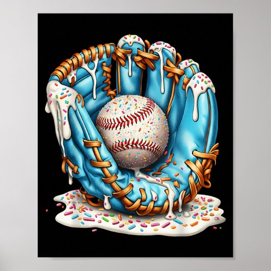 Honkbalhandschoen Ijs Drip Met Spikkels Heren B Poster (Voorkant)