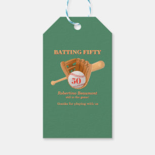 Honkbalhandschoen Slag Fifty Mans 50ste Verjaardag Cadeaulabel