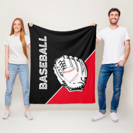 Honkbalhandschoen Zwart & Rood Fleece Deken