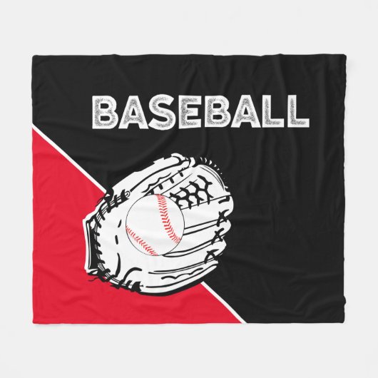 Honkbalhandschoen Zwart & Rood Fleece Deken (Voorkant (Horizontaal))