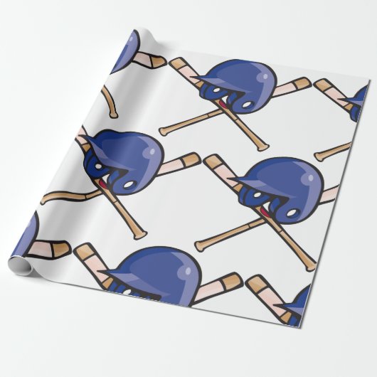 Honkbalhelm en vleermuissporten cadeaupapier (Uitgerold)