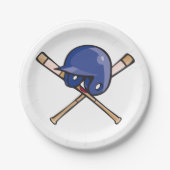 Honkbalhelm en vleermuissporten papieren bordje (Voorkant)