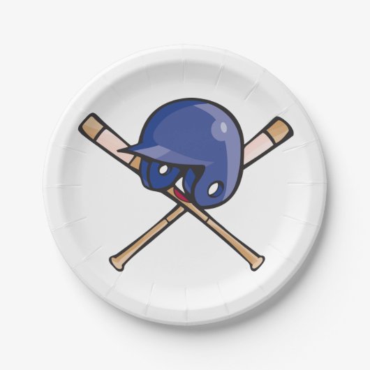 Honkbalhelm en vleermuissporten papieren bordje (Voorkant)