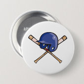 Honkbalhelm en vleermuissporten ronde button 7,6 cm (Voorkant /achterkant)